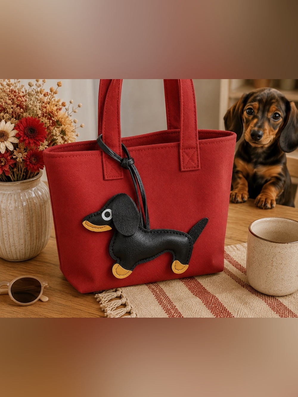 Black Dachshund Bag Charm